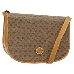 GUCCI Micro GG Supreme Shoulder Bag PVC Beige Gold 004 112 0363 Auth 124986